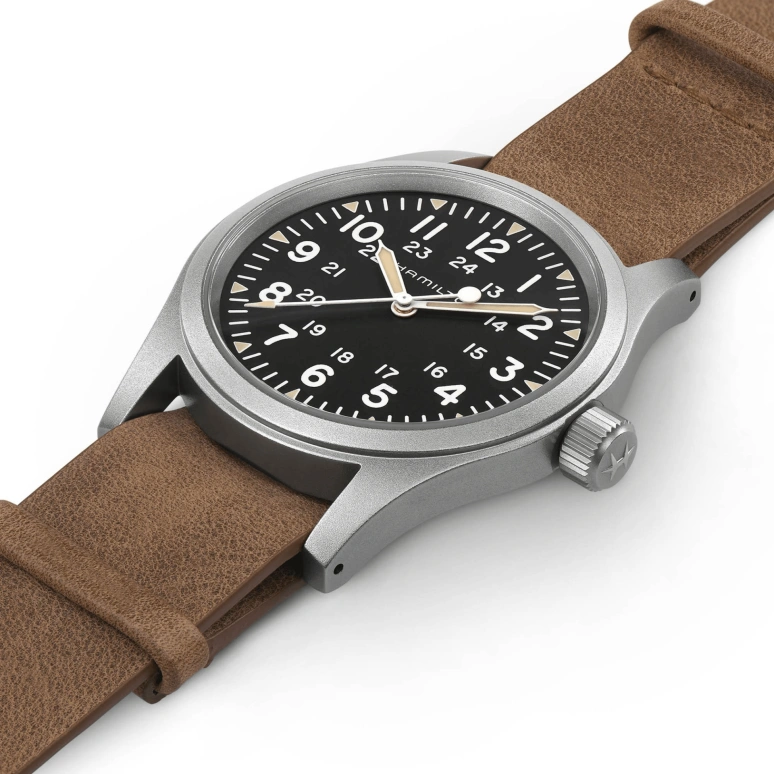 Hamilton,Khaki Field 38mm,38mm,Stainless Steel,Black,Handwound,Day,80hours,H69439531