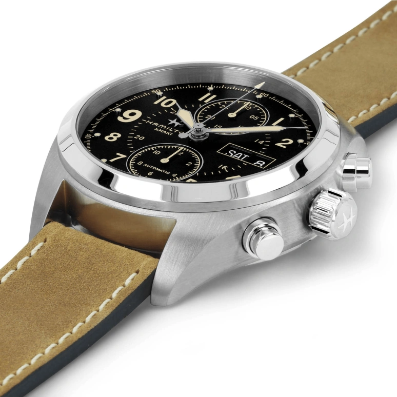 Hamilton,Khaki Field 42mm,42mm,Stainless Steel,Black,Automatic,Chronograph,Date,Day,H71616535