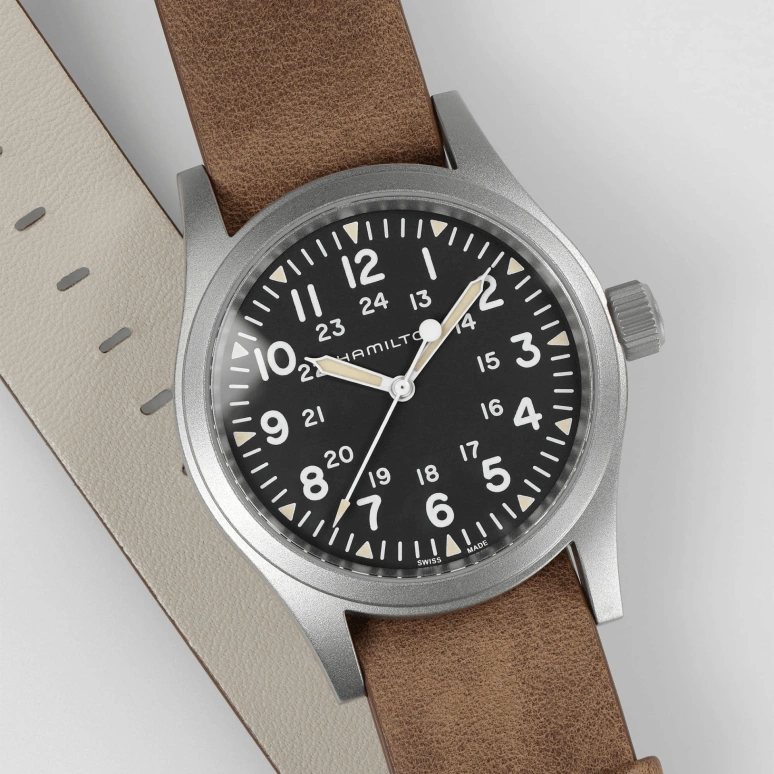 Hamilton,Khaki Field 38mm,38mm,Stainless Steel,Black,Handwound,Day,80hours,H69439531