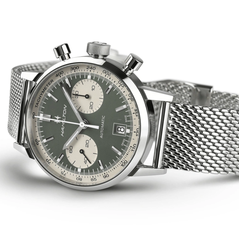 Hamilton,American Classic 40mm,40mm,Stainless Steel,Green,Automatic,Chronograph,Date,H38416160