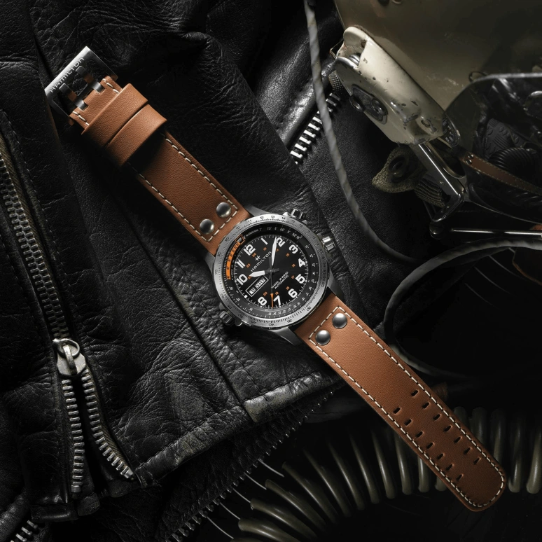 Hamilton,Khaki Aviation 45mm,45mm,Stainless Steel,Black,Automatic,Chronograph,Date,Day,H77755533