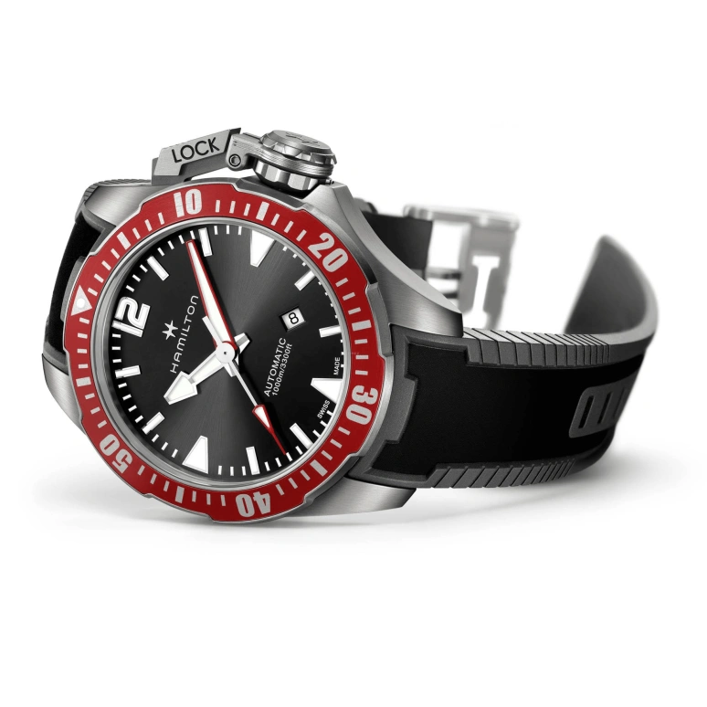 Hamilton,Khaki Navy 46mm,46mm,Titanium,Grey,Automatic,Date,80hours,H77805335