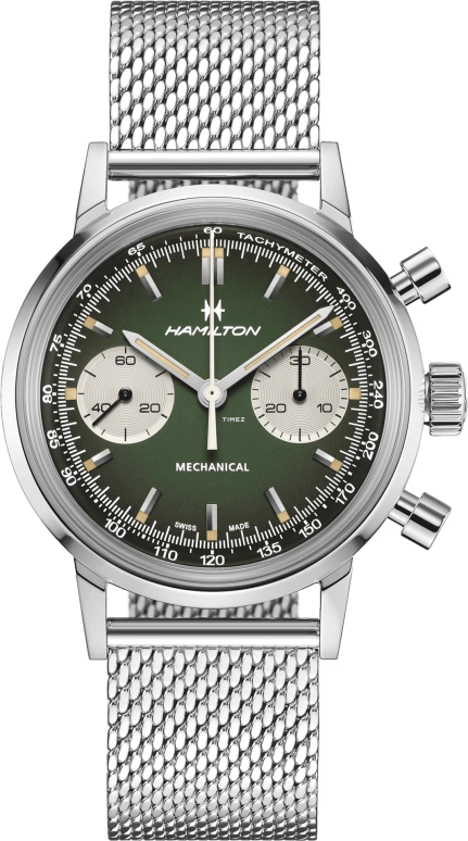 Hamilton,American Classic 40mm,40mm,Stainless Steel,Green,Handwound,Chronograph,60hours,H38429861