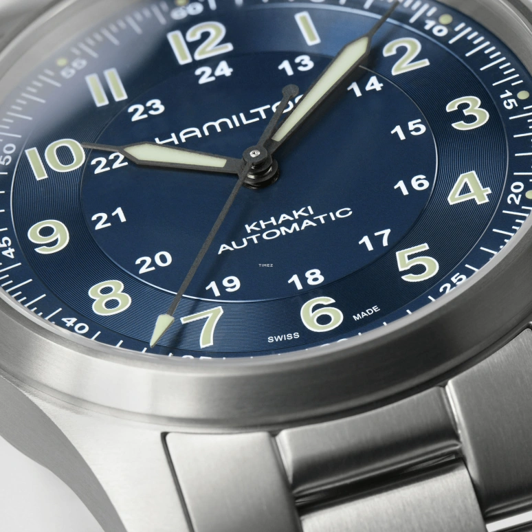 Hamilton,Khaki Field 38mm,38mm,Titanium,Blue,Automatic,Sapphire,Crystal Glass,Round,H70205140