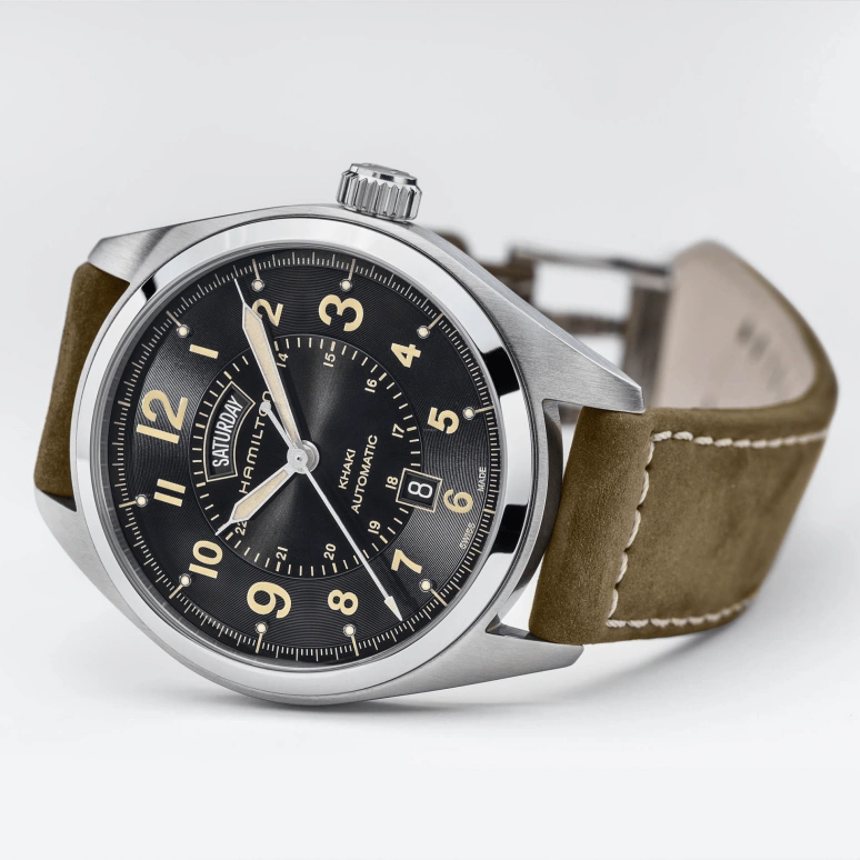 Hamilton,Khaki Field 42mm,42mm,Stainless Steel,Black,Automatic,Chronograph,Date,Day,H70505833