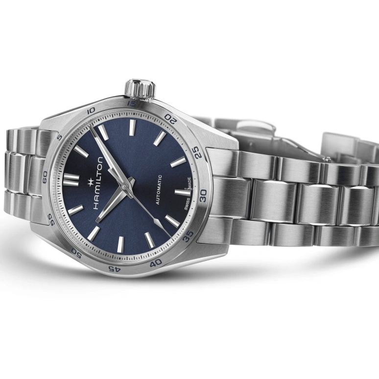 Hamilton,Jazzmaster 34mm,34mm,Stainless Steel,Blue,Automatic,Crystal Glass,Sapphire,Round,H36115140