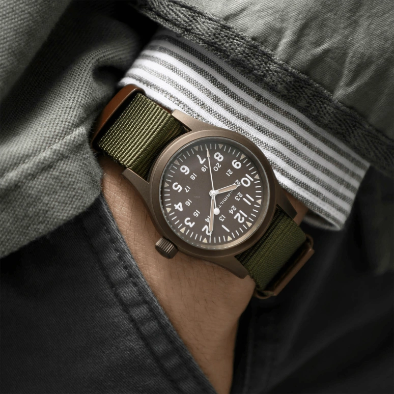 Hamilton,Khaki Field 38mm,38mm,Stainless Steel,Brown,Handwound,Day,80hours,H69449961
