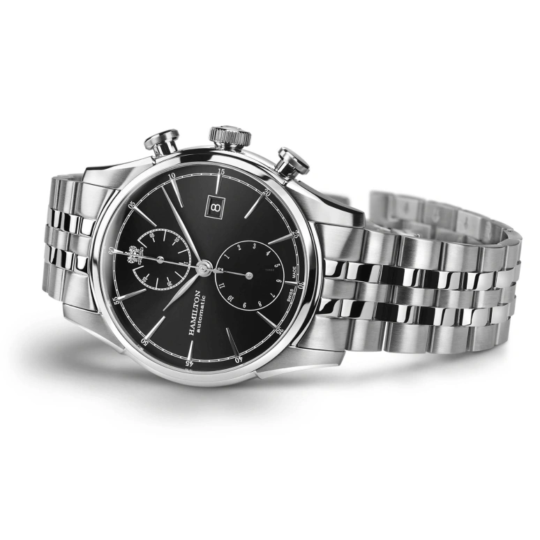 Hamilton,American Classic 42mm,42mm,Stainless Steel,Black,Automatic,Chronograph,Day,H32416131