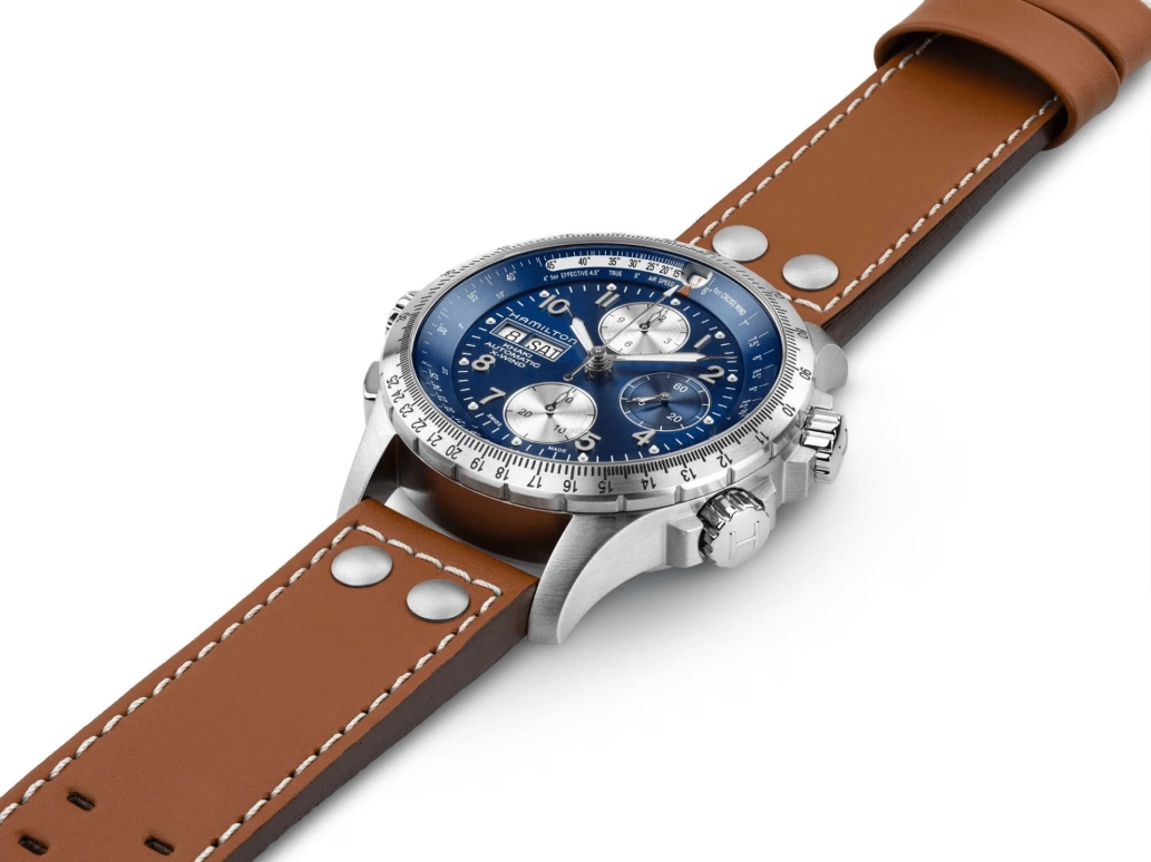 Hamilton,Khaki Aviation 44mm,44mm,Stainless Steel,Blue,Automatic,Chronograph,Date,Day,H77506540