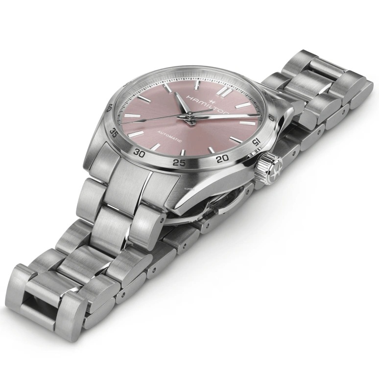 Hamilton,Jazzmaster 34mm,34mm,Stainless Steel,Pink Red,Automatic,Sapphire,Glass,Tonneau,H36105171