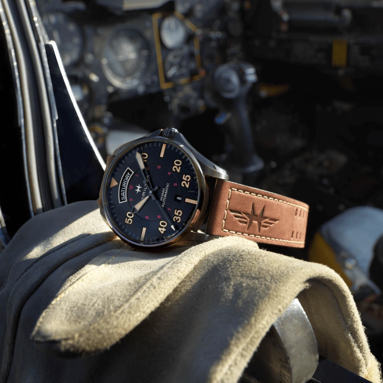 Hamilton,Khaki Aviation 42mm,42mm,Stainless Steel,Black,Automatic,Date,Day,H64605531