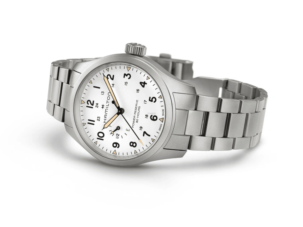 Hamilton,Khaki Field 40mm,40mm,Stainless Steel,White,Handwound,Power Reserve Indicator,80hours,H69509110