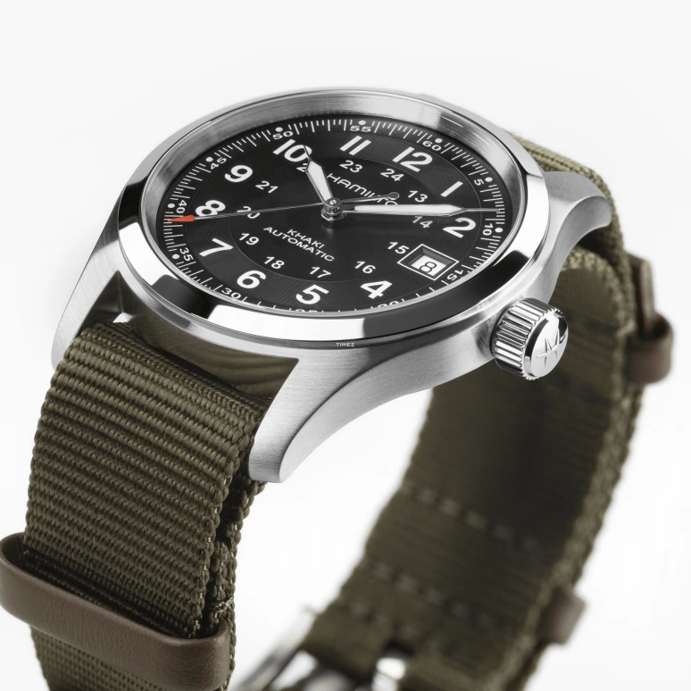 Hamilton,Khaki Field 38mm,38mm,Stainless Steel,Black,Automatic,Day,80hours,H70475930
