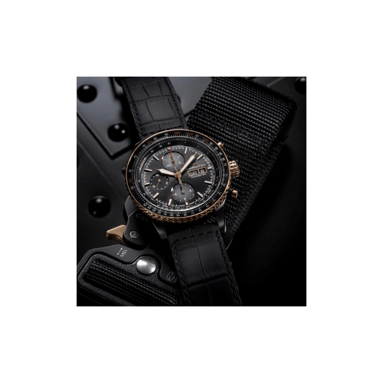 Hamilton,Khaki Aviation 44mm,44mm,Stainless Steel,Black,Automatic,Chronograph,Date,Day,H76736730