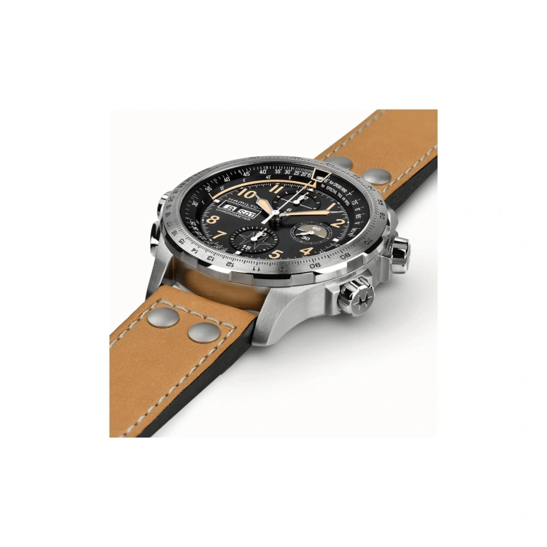 Hamilton,Khaki Aviation 45mm,45mm,Stainless Steel,Black,Automatic,Chronograph,Date,Day,H77796535