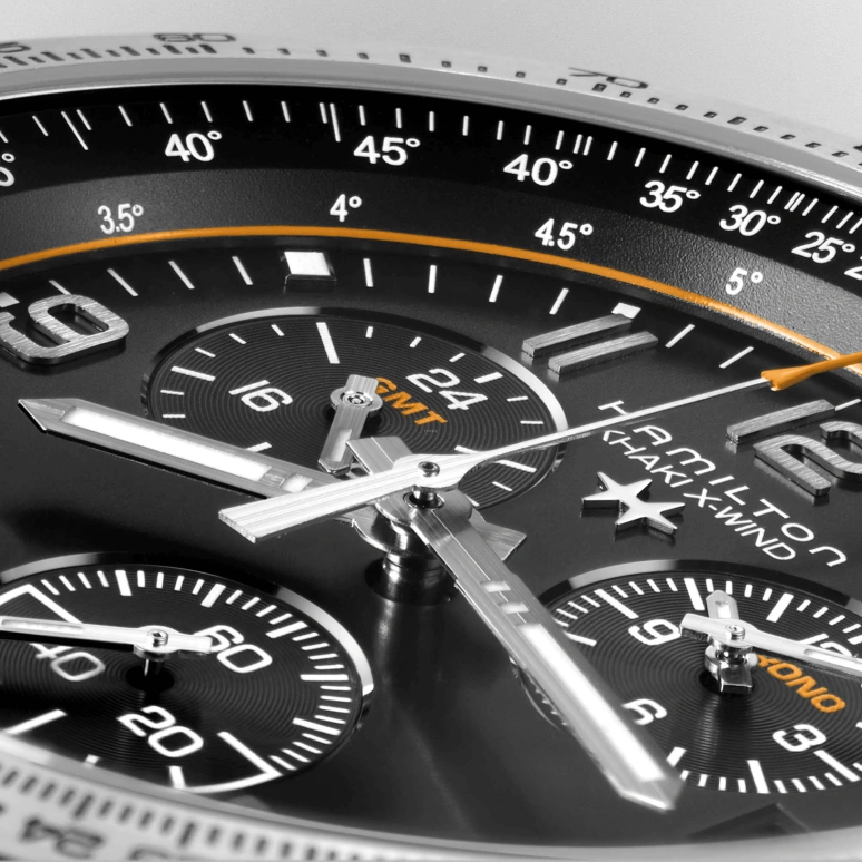 Hamilton,Khaki Aviation 46mm,46mm,Stainless Steel,Black,Quartz,Chronograph,Date,Rattrapante,H77912335