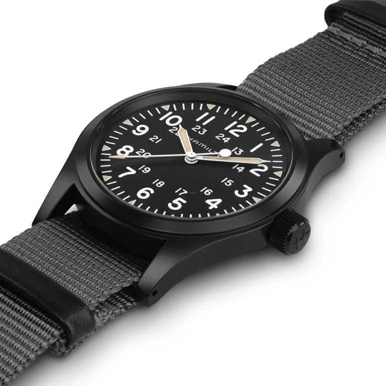 Hamilton,Khaki Field 38mm,38mm,Stainless Steel,Black,Handwound,Day,80hours,H69409930