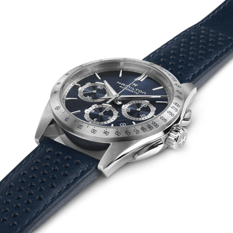 Hamilton,Jazzmaster 42mm,42mm,Stainless Steel,Blue,Automatic,Chronograph,Day,H36616640