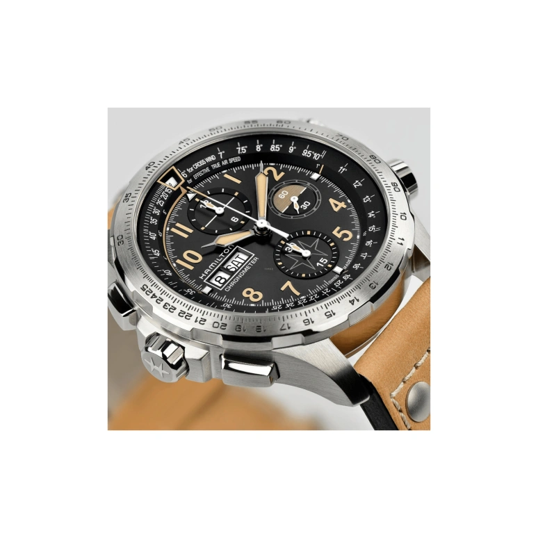Hamilton,Khaki Aviation 45mm,45mm,Stainless Steel,Black,Automatic,Chronograph,Date,Day,H77796535