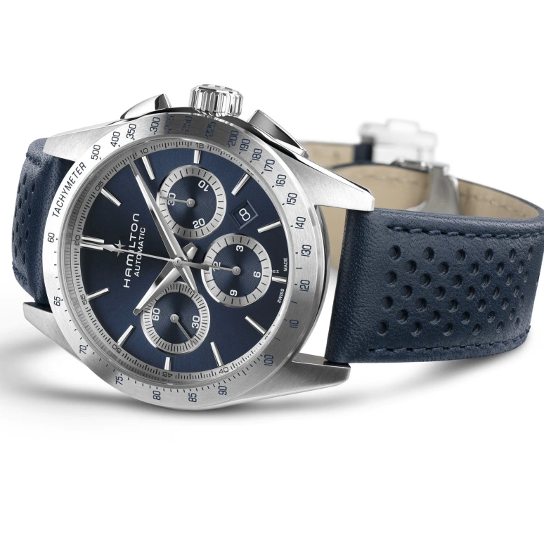 Hamilton,Jazzmaster 42mm,42mm,Stainless Steel,Blue,Automatic,Chronograph,Day,H36616640