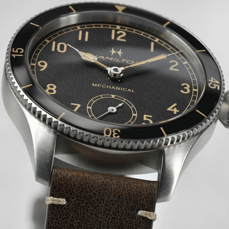 Hamilton,Khaki Aviation 43mm,43mm,Stainless Steel,Black,Handwound,46hours,Sapphire,H76719530