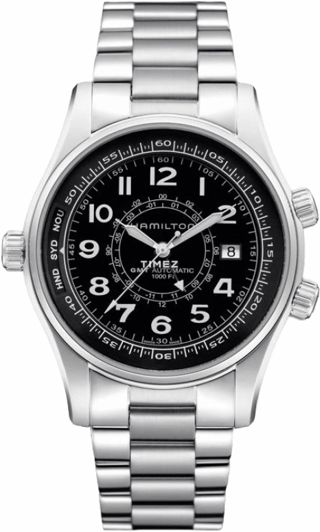 Hamilton,Khaki Navy 42mm,42mm,Stainless Steel,Black,Sapphire,Crystal Glass,Open,H77505133