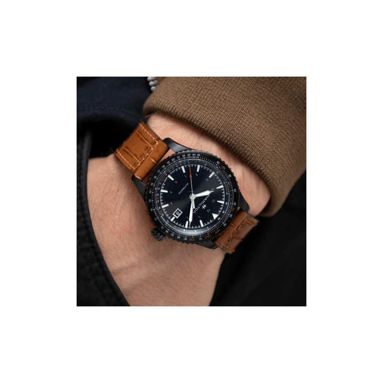Hamilton,Khaki Aviation 42mm,42mm,Stainless Steel,Black,Automatic,Date,80hours,H76625530