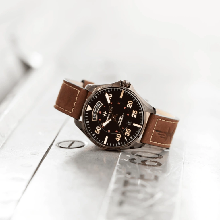 Hamilton,Khaki Aviation 42mm,42mm,Stainless Steel,Black,Automatic,Date,Day,H64605531