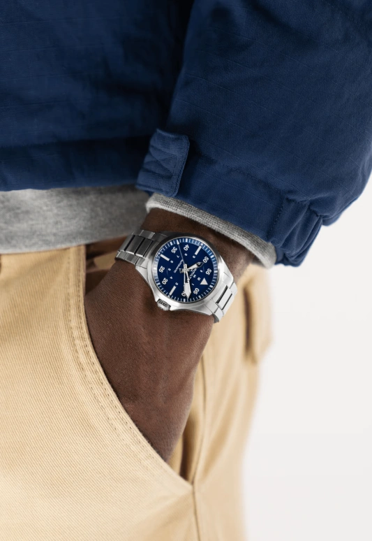 Hamilton,Khaki Aviation 39mm,39mm,Stainless Steel,Blue,Automatic,80hours,In-house Caliber,H76305140