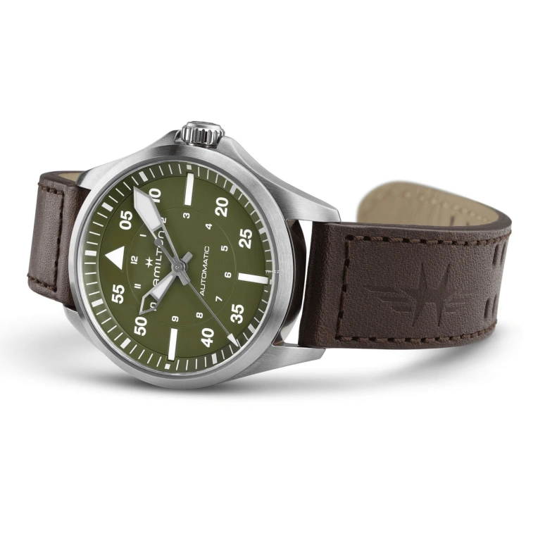 Hamilton,Khaki Aviation 39mm,39mm,Stainless Steel,Green,Automatic,80hours,In-house Caliber,H76305560
