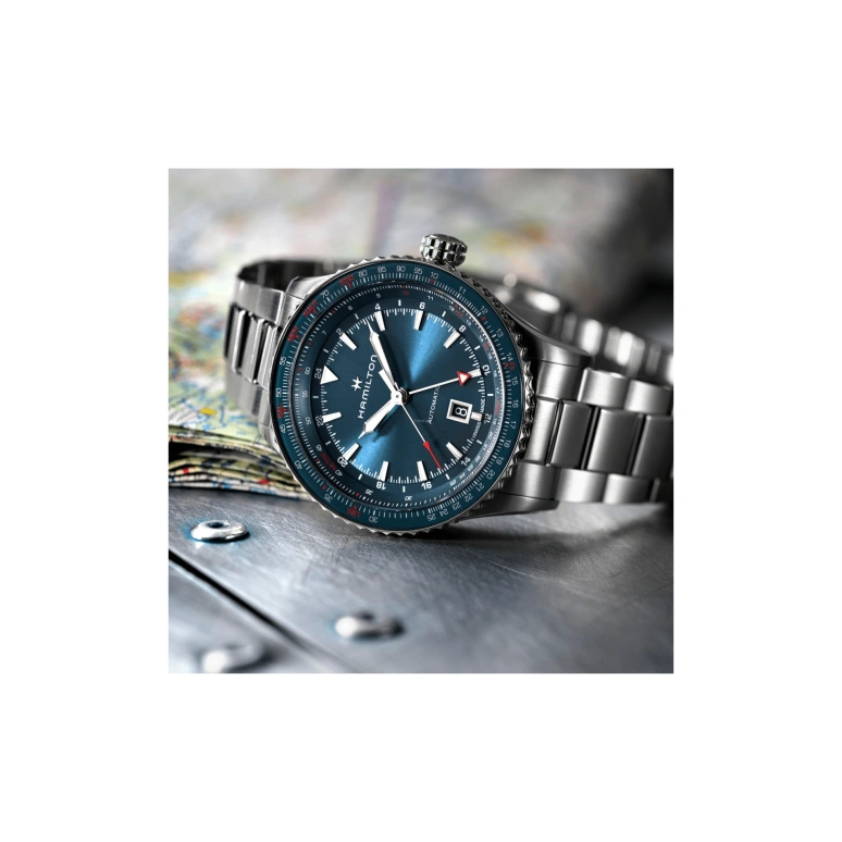 Hamilton,Khaki Aviation 44mm,44mm,Stainless Steel,Blue,Automatic,Date,80hours,H76715140