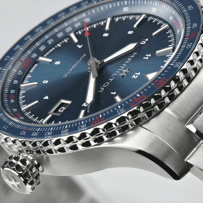 Hamilton,Khaki Aviation 42mm,42mm,Stainless Steel,Blue,Automatic,Day,80hours,H76645140