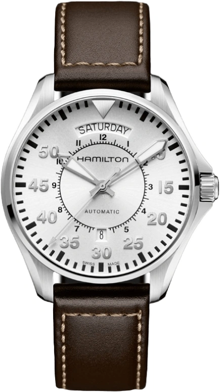 Hamilton,Khaki Aviation 42mm,42mm,Stainless Steel,Silver,Automatic,Date,Day,H64615555