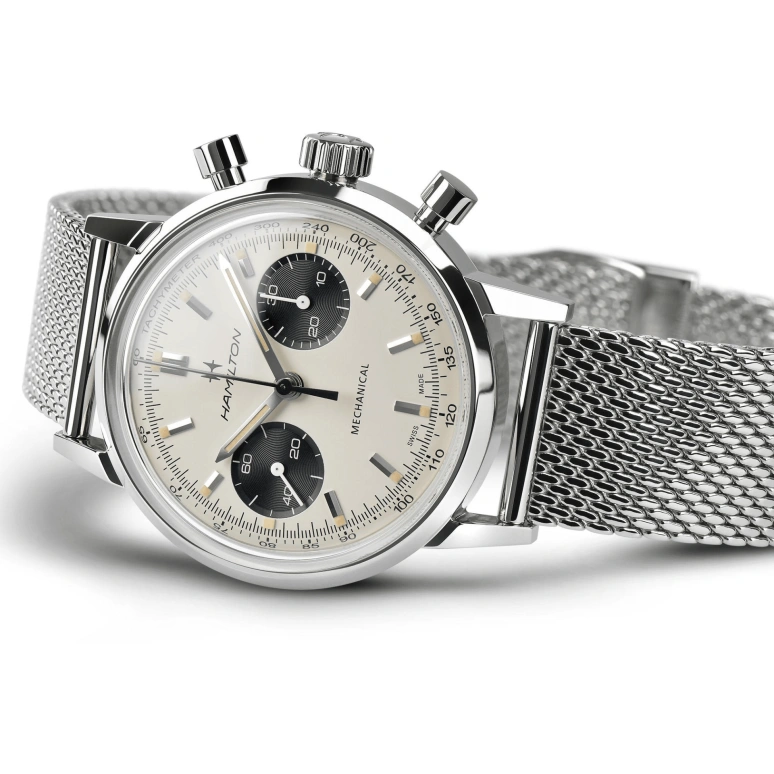 Hamilton,American Classic 40mm,40mm,Stainless Steel,White,Handwound,Chronograph,Date,H38429110