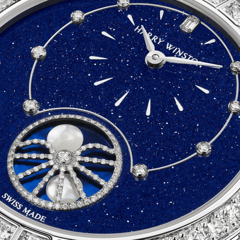 Harry Winston,The Premier 36mm,36mm,Gold,White Gold,Blue,Automatic,In-house Caliber,Mother of Pearl,Aventurine,PRNAMP36WW003