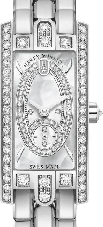 Harry Winston,The Avenue 15.6x32.3mm,15.6x32.3mm,Gold,White Gold,White,Quartz,In-house Caliber,Mother of Pearl,AVCQSS16WW002