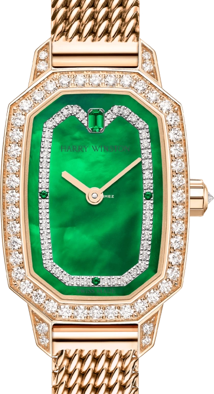 Harry Winston,Emerald 17.70x24mm,17.70x24mm,Rose Gold,Green,Quartz,In-house Caliber,Octagon,EMEQHM18RR018