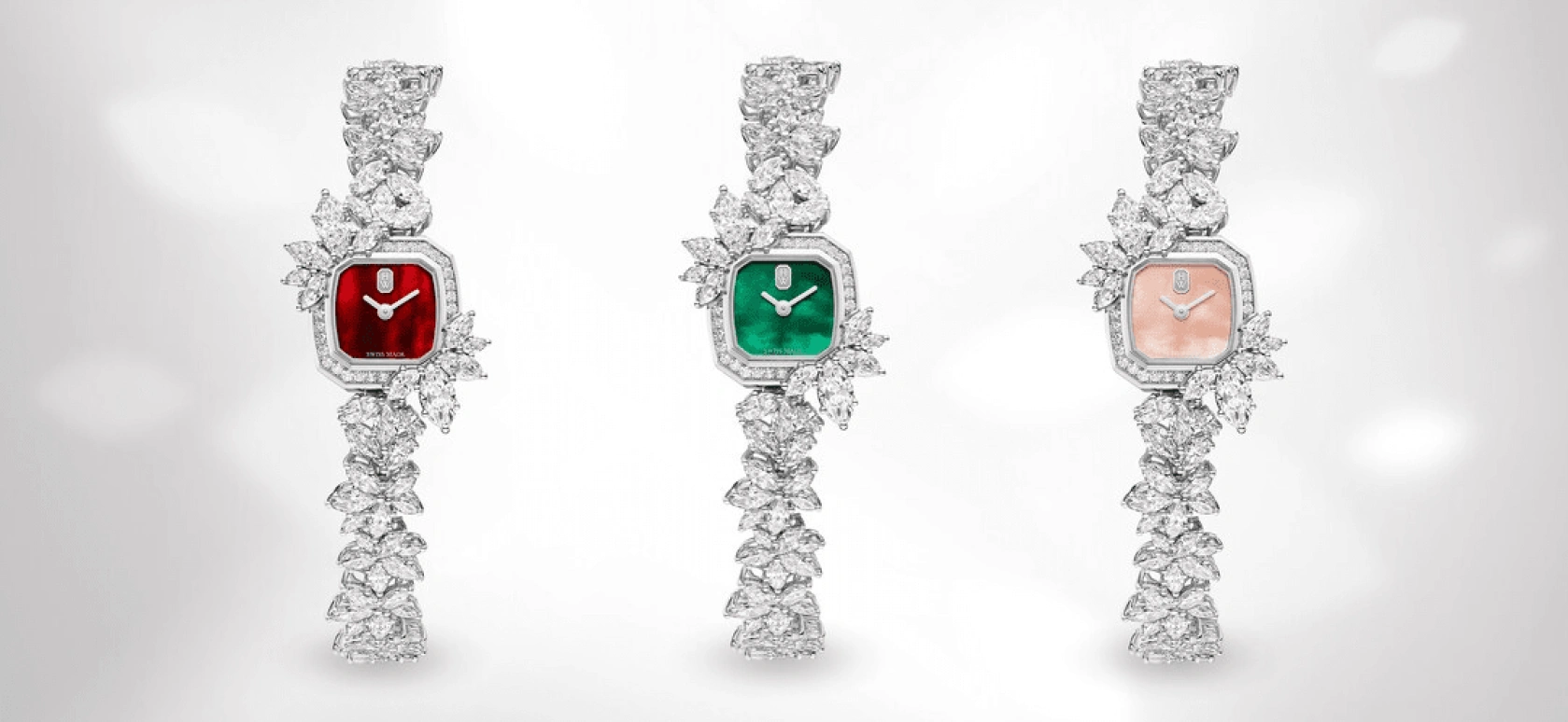 Harry Winston,High Jewelry Timepieces 17.5x17.5mm,17.5x17.5mm,Platinum,Pink,Quartz,In-house Caliber,Mother of Pearl,HJTQHM18PP014