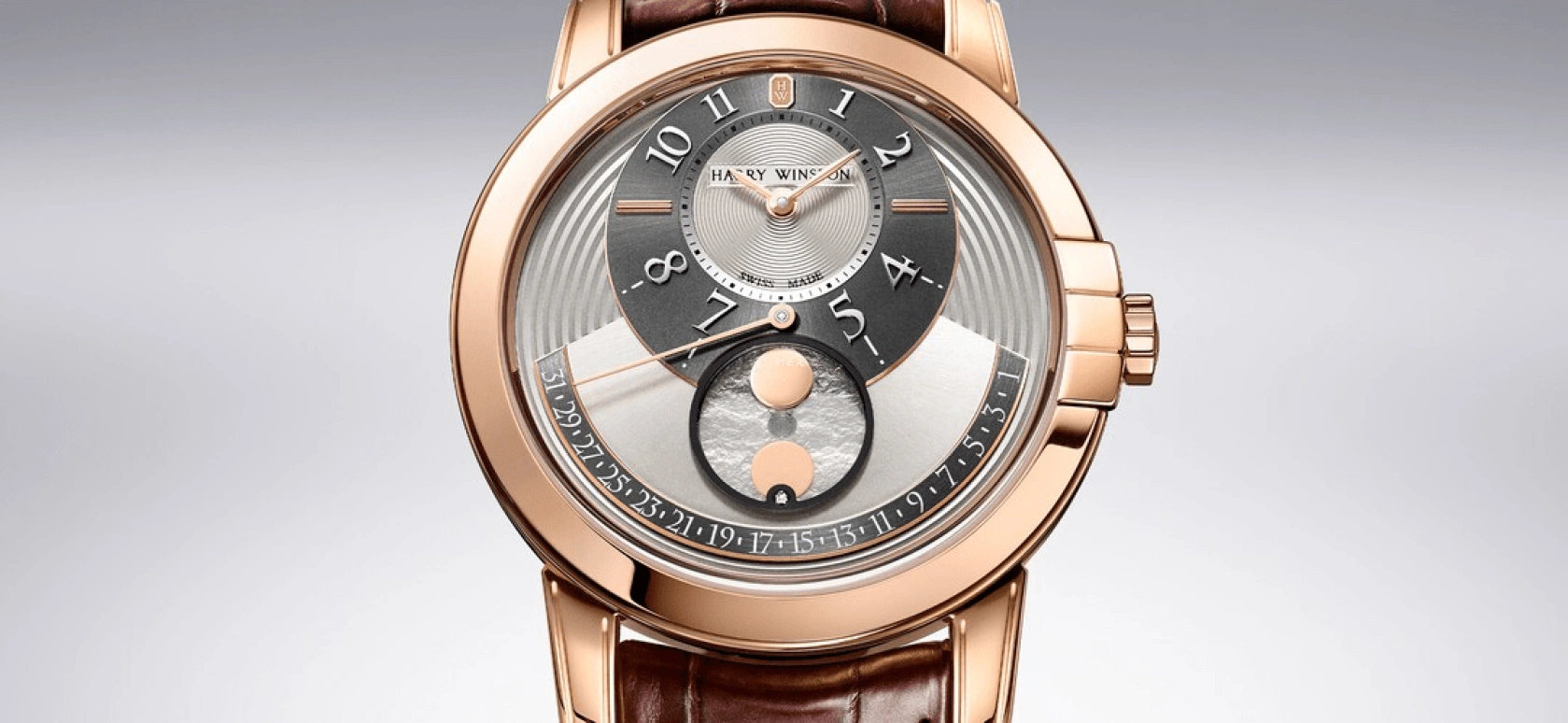 Harry Winston,Midnight 42.5mm,42.5mm,Rose Gold,Gold,Automatic,In-house Caliber,Open,MIDAMP42RR001