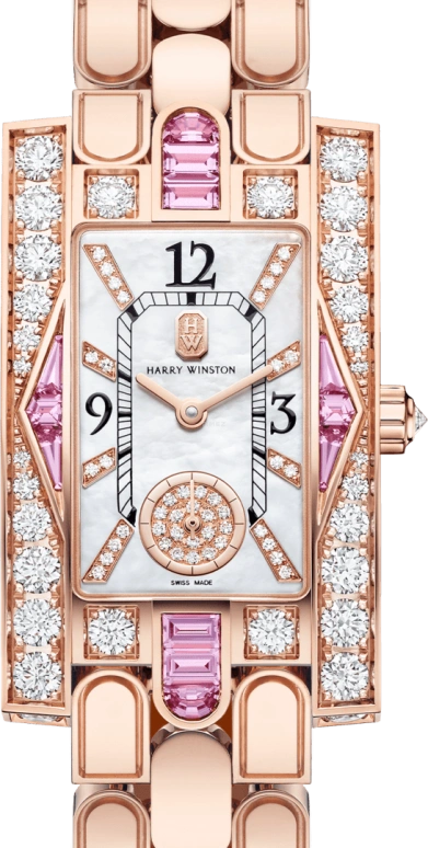 Harry Winston,The Avenue 21.4x36.1mm,21.4x36.1mm,Rose Gold,Gold,White,Quartz,In-house Caliber,Mother of Pearl,AVEQHM21RR126
