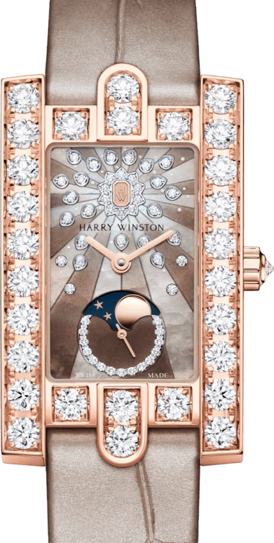 Harry Winston,The Avenue 21.4x36.1mm,21.4x36.1mm,Rose Gold,Gold,Brown,Quartz,In-house Caliber,Mother of Pearl,AVEQMP21RR001