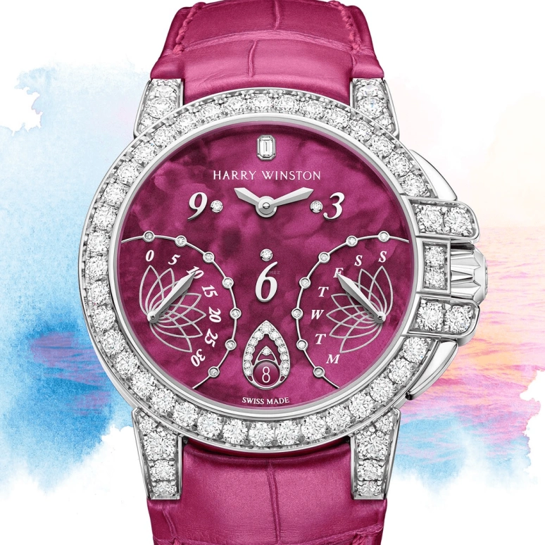 Harry Winston,The Ocean 36mm,36mm,Gold,White Gold,Burgundy,Automatic,In-house Caliber,Mother of Pearl,OCEABI36WW053
