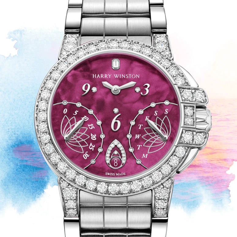 Harry Winston,The Ocean 36mm,36mm,Gold,White Gold,Burgundy,Automatic,In-house Caliber,Mother of Pearl,OCEABI36WW054