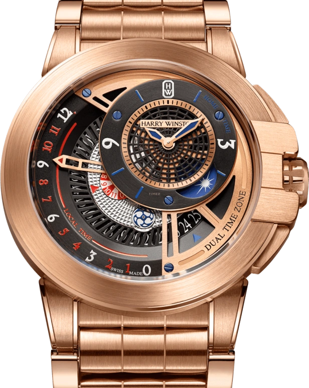 Harry Winston,The Ocean 44mm,44mm,Rose Gold,Gold,Automatic,In-house Caliber,Open,OCEATZ44RR013