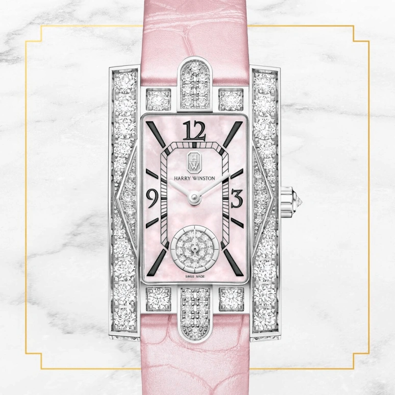 Harry Winston,The Avenue 21.4x36.1mm,21.4x36.1mm,Gold,White Gold,Pink,Quartz,In-house Caliber,Mother of Pearl,AVEQHM21WW289