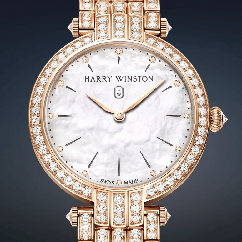 Harry Winston,The Premier 31mm,31mm,Rose Gold,Gold,White,Quartz,In-house Caliber,Mother of Pearl,PRNQHM31RR004