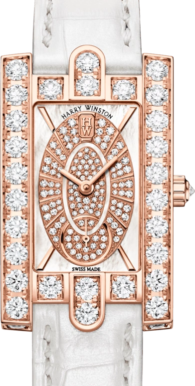Harry Winston,The Avenue 21.4x36.1mm,21.4x36.1mm,Rose Gold,Gold,White,Quartz,In-house Caliber,Mother of Pearl,AVEQHM21RR112
