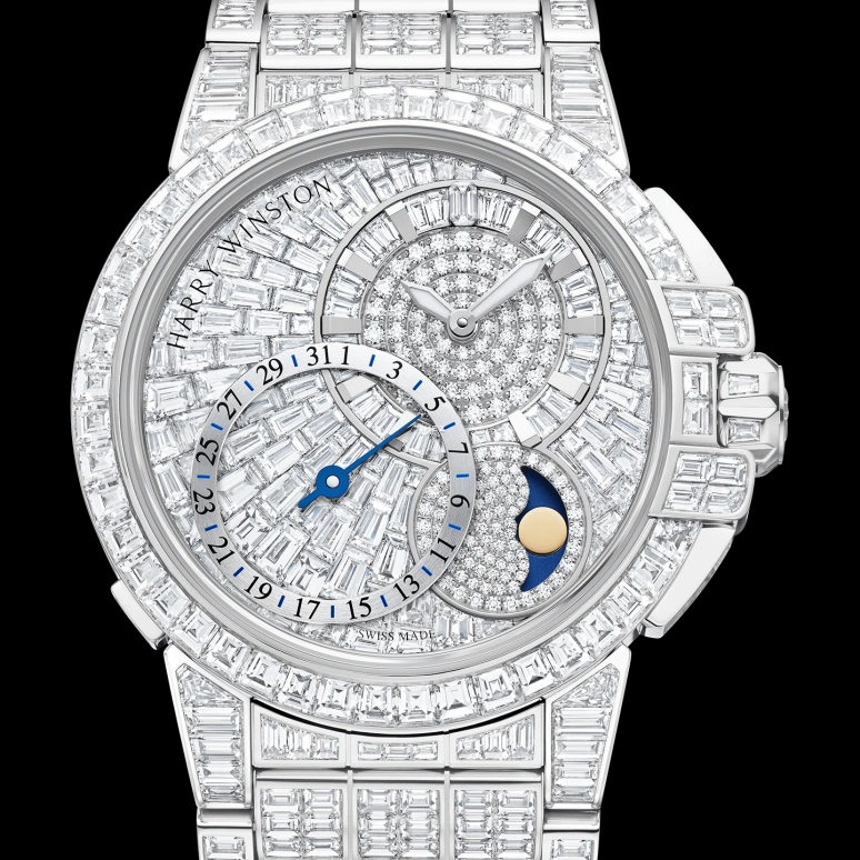 Harry Winston,The Ocean 42.20mm,42.20mm,White Gold,Silver,Automatic,Moonphase,Day,OCEAMP42WW003
