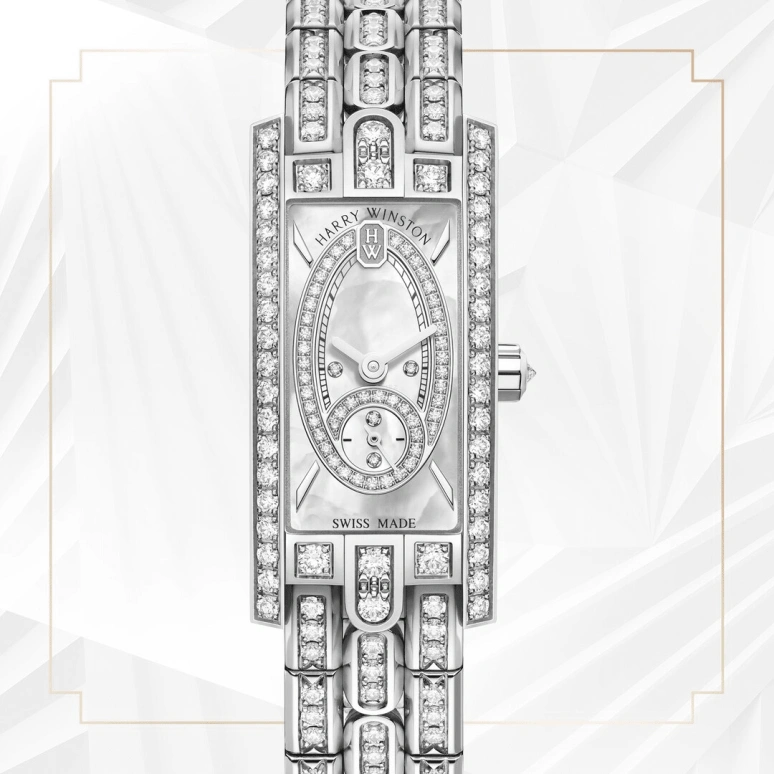 Harry Winston,The Avenue 15.6x32.3mm,15.6x32.3mm,Gold,White Gold,White,Quartz,In-house Caliber,Mother of Pearl,AVCQSS16WW003