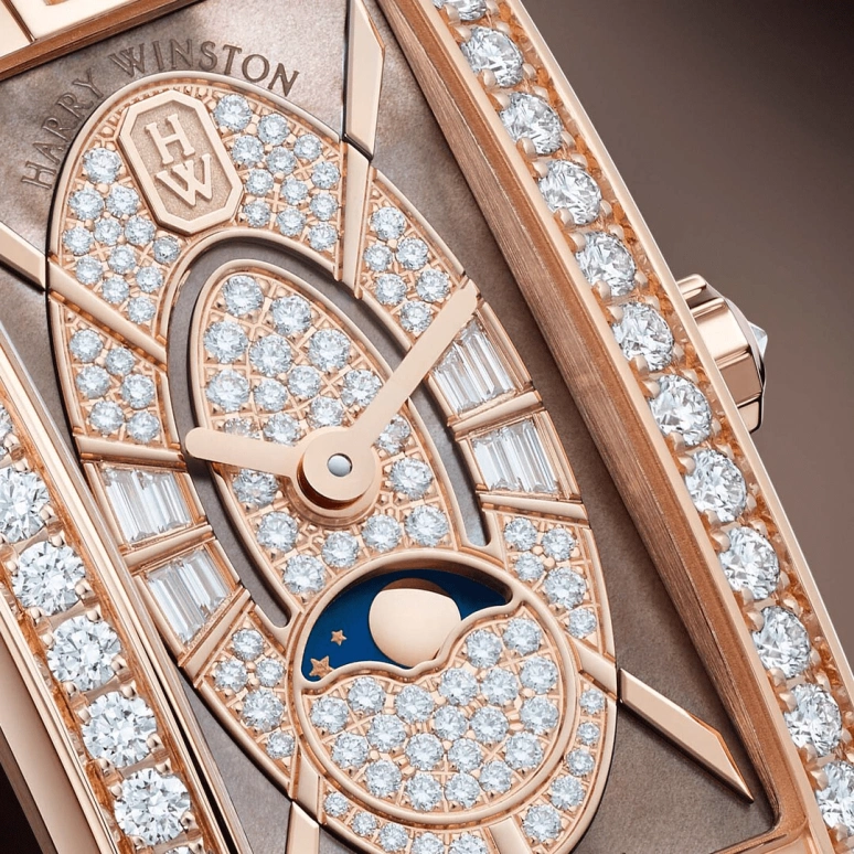 Harry Winston,The Avenue 15.6x32.3mm,15.6x32.3mm,Rose Gold,Gold,Brown,Quartz,In-house Caliber,Mother of Pearl,AVCQMP16RR005